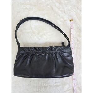 Gianni Bernini Black Leather Ruched Purse